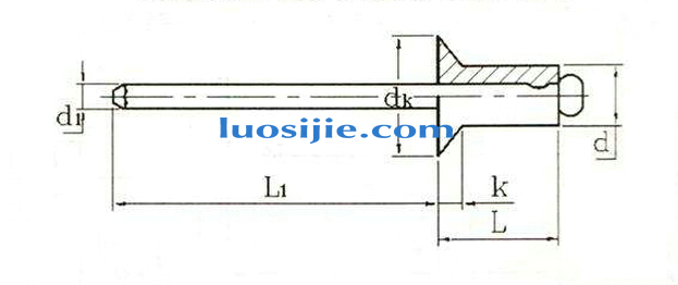 开口沉头抽芯铆钉图纸