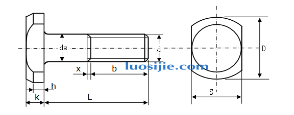 gb37 T形槽用螺栓图纸